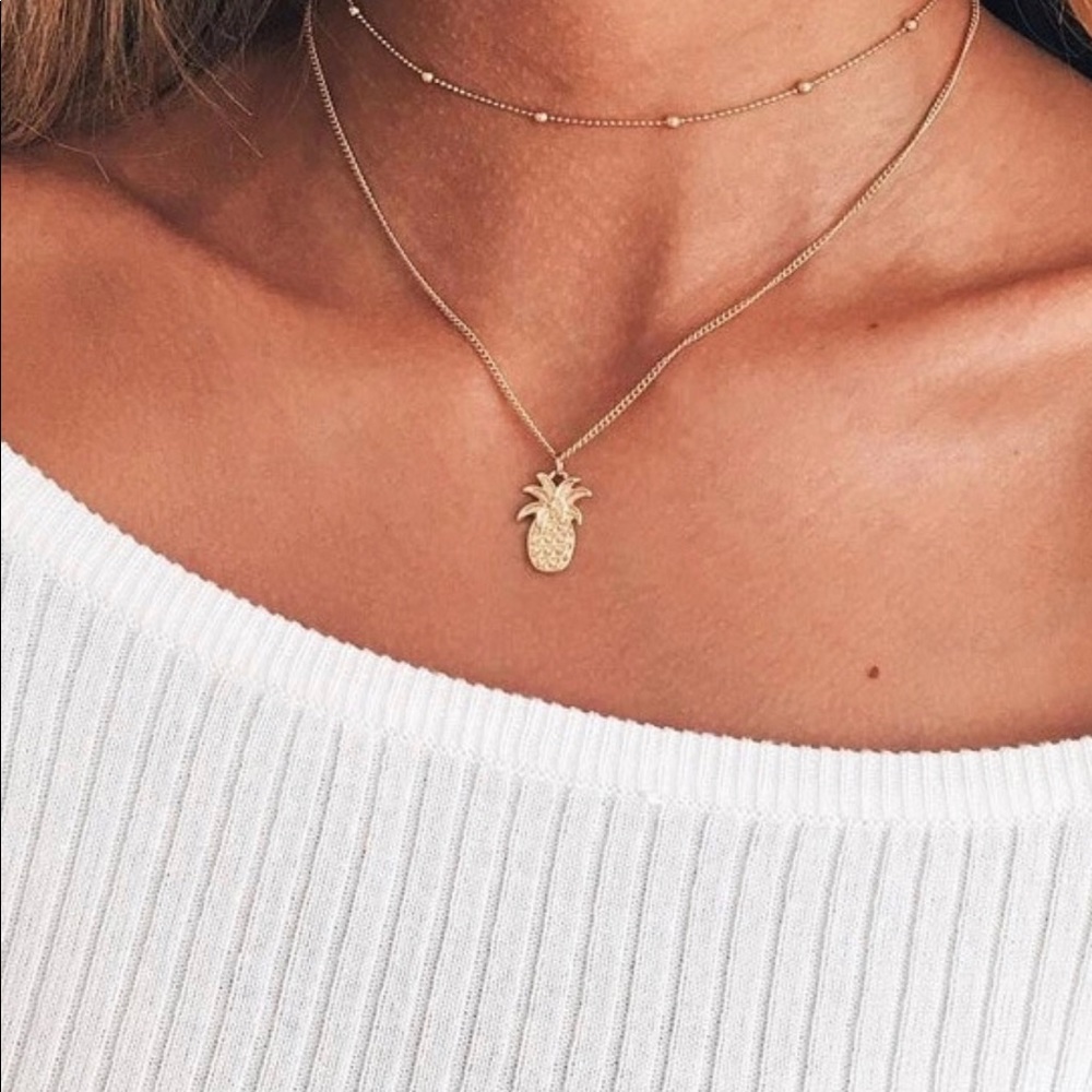 Gold Pineapple layered necklace